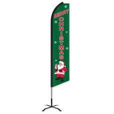 Merry Christmas Swooper Feather Flag