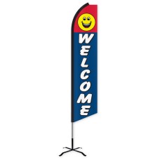 Welcome Smiley Face Swooper Feather Flag
