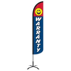 Warranty Smiley Face Wind-Free Feather Flag