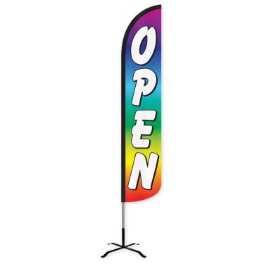 Open Rainbow Wind-Free Feather Flag