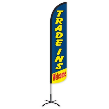Trade-Ins Welcome Wind-Free Feather Flag